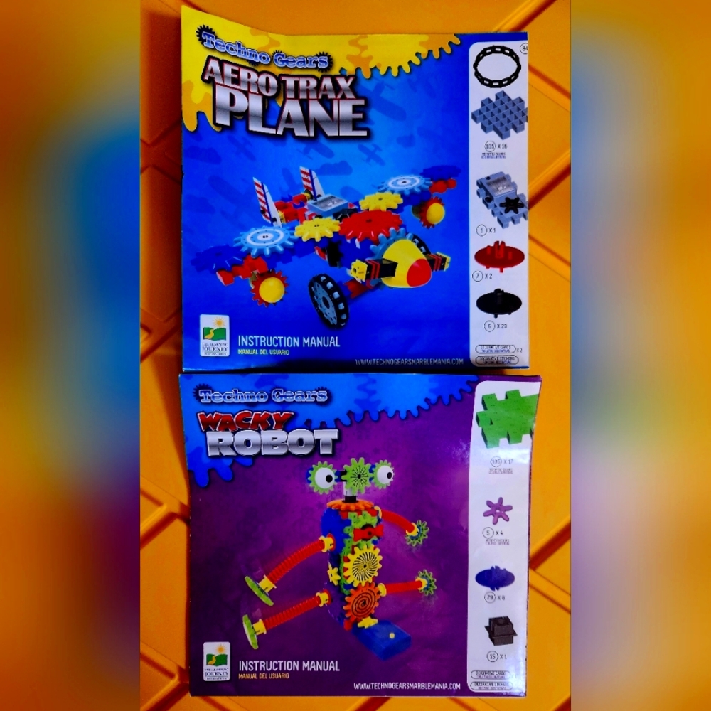 Techno Gears AeroTrax & Wacky Robot Sets. STEM Both Included. Like New!